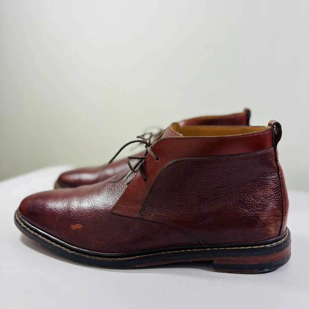 Cole Haan Men's Graydon‎ Boot  Cognac Pebbled Leather Chukka Plain Toe Size 11